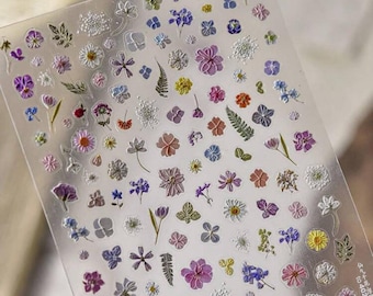 Mini flower stickers , plant sticker sheet suatelier. Tiny stickers/ mini stickers / nail decal / nail decorations / diary decor
