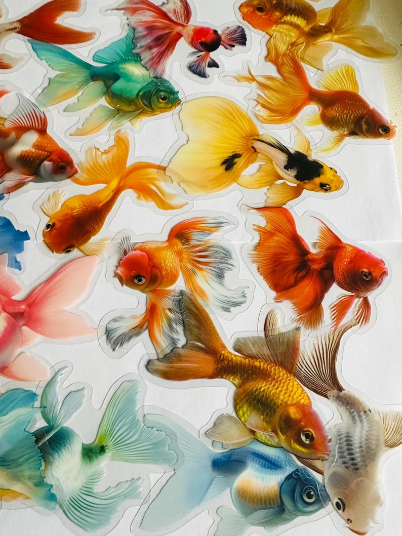 Fish Fin Sticker Set of Goldfish, Fish Marine Stickers | Nature Stickers | Journal ...