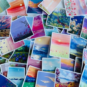 Conjuntos de pegatinas de paisajes - Serie romántica rosa - Selección de colores - 10 pegatinas variadas - Suministros para diarios basura - Scrapbooking - Rosa estético
