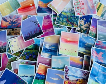 Landscape Sticker Sets  - Pink Romantic Series - Colour Choice - 10 mix Stickers - Junk Journal Supplies - Scrapbooking - Aesthetic Pink