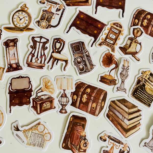 Vintage Stickers, Victorian house, antique furniture stickers, vintage Home stickers, Journal stickers, BuJo stickers