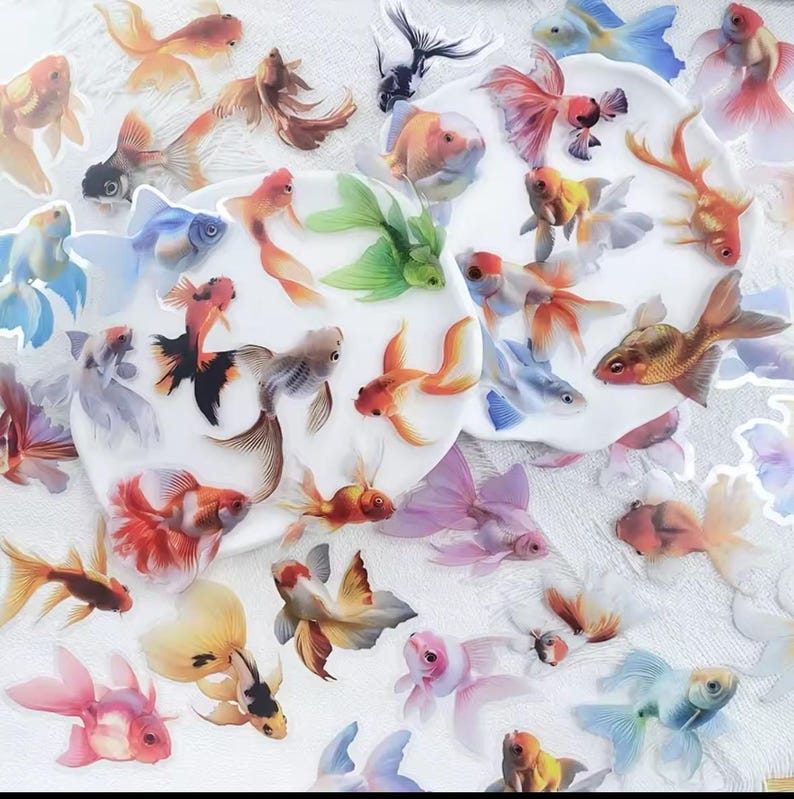 Fish Fin Sticker Set of Goldfish, Fish Marine Stickers | Nature Stickers | Journal ...