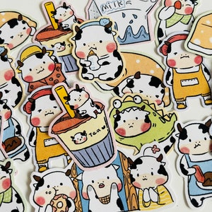 10 Kuh Aufkleber, Kawaii Kuh, kleine Kuh Aufkleber, Kuh Geschenke, Kuh stationär,