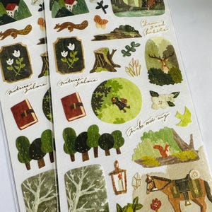 Woodland animals/ camping / fall leaves / woodland Night sky / pink summer horse / nature sticker / anim and star / lake / pretty mindwave