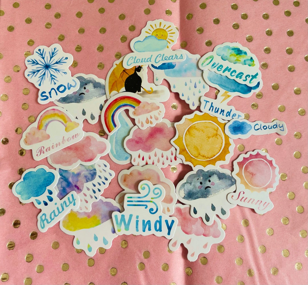 Set of Weather Stickers - 10 Stickers, Bullet Journal, Weather Stickers ...