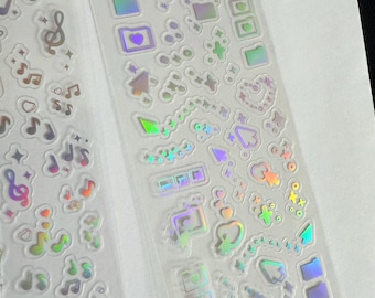 3 Sheets of small  holographic silver moon/ butterfly / mixed themed  / holographic  planner and journal stickers