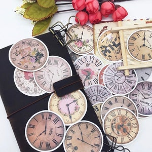 vintage clock Stickers  | antique stickers | Waterproof Reusable | Vintage Antique Aesthetic | Planner | Scrapbook | vintage case