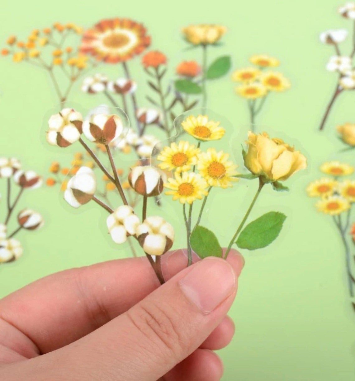 Yellow Flowers Sticker Set Wild Flower Bouquet Stickers Etsy