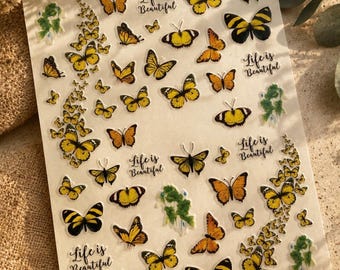 Tiny Butterfly holographic sticker sets. |metallic stickers | butterfly craft supplies | silver fairy | silver butterfly