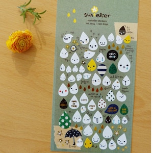 Suatelier rain drop stickers / rainy day stickers / planner stickers / Korean stickers