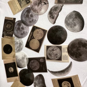 10  moon stickers | potion | space | white | gothic | black magic | journalling stickers |