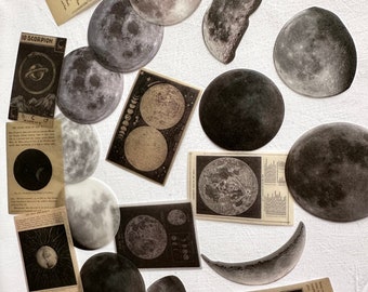 10  moon stickers | potion | space | white | gothic | black magic | journalling stickers |