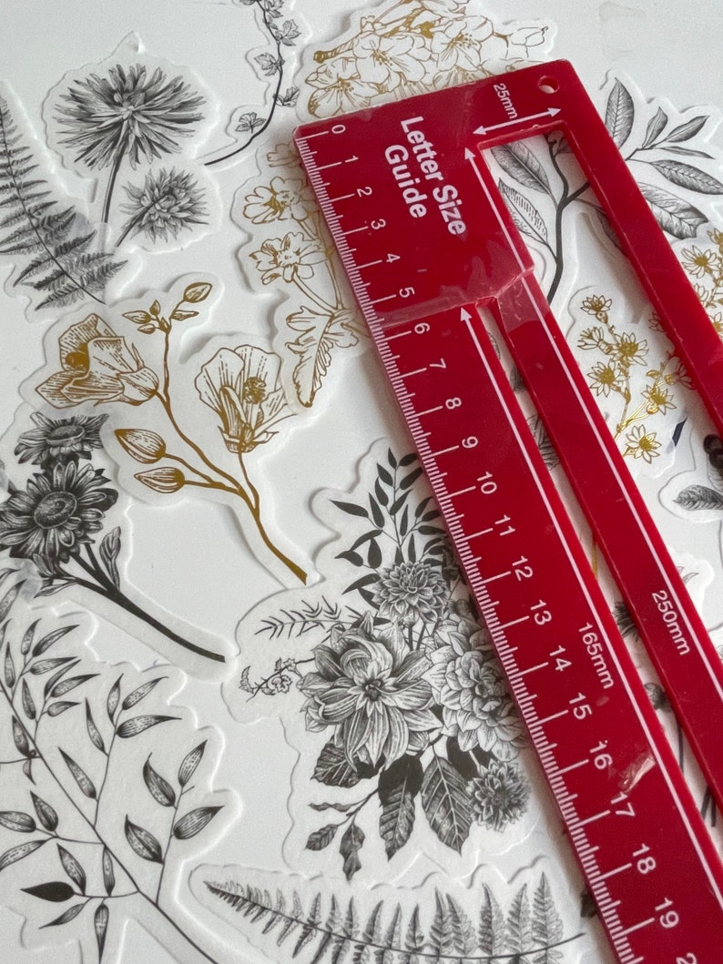 10 Black and White Gold Flower Sticker Pack | Paper Stickers, Gold ...