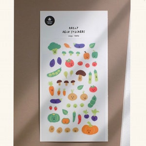 Suatelier hehe Veg stickervel stickers met keukenthema | fruitstickers | stickers gezond eten | Koreaanse stickers | Kawaii groentensticker