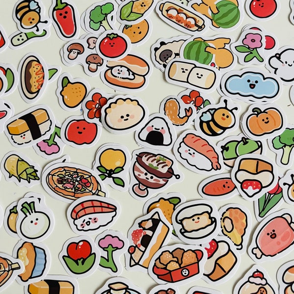 Kawaii food | Veg | tiny stickers | sushi  sticker set | sushi stickers | sashimi stickers | Bento box stickers…