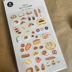 Suatelier food trip 7 bread scented sticker, baking, patisserie, gastronomy themed sticker sheet | grocery | shopping / food themed stickers