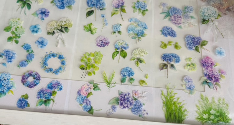 Set of Hydrangea Floral Stickers Flower Plants Craft Stickers, Bullet ...