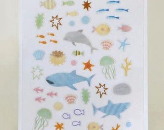 Suatelier stickers resin shimmer Sealife  fish marine stickers | nature stickers | journal stickers | craft supplies