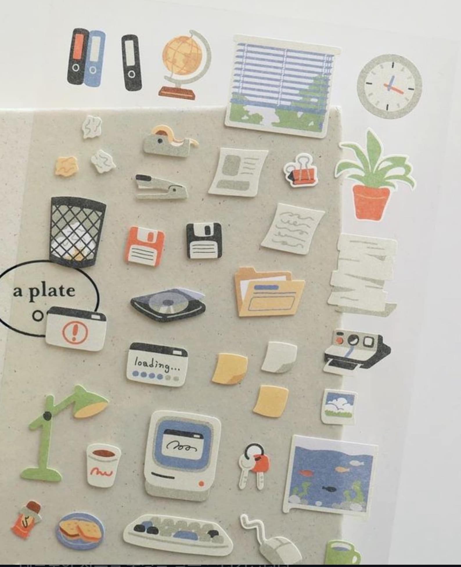 Office Sticker Notebook Retro Office, Work Day Sticker Sheet / Stationary Stickers / Computer ...
