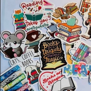 Set of large vinyl book themed stickers. Reading lovers dream! Waterproof and reusable!