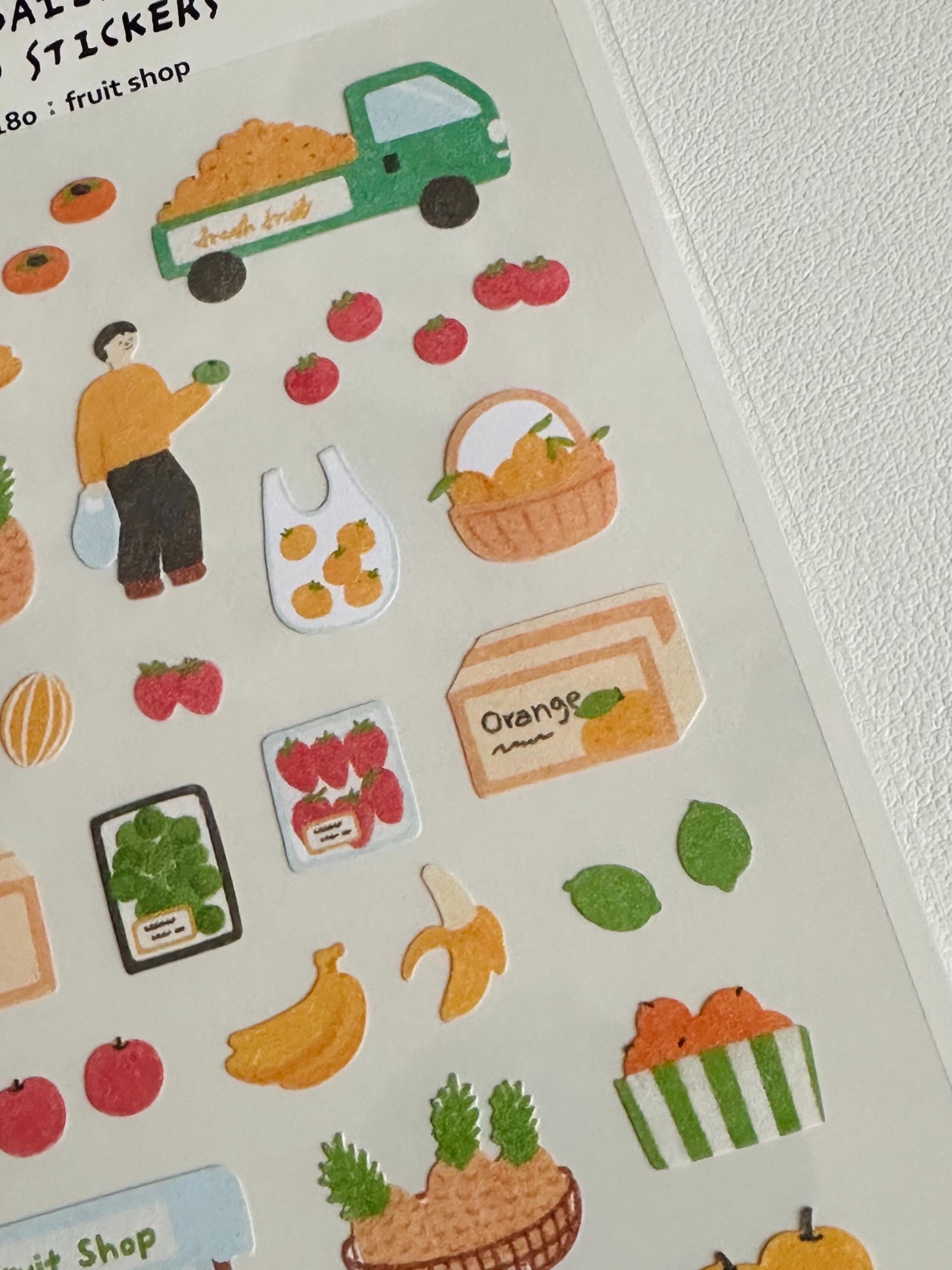 NEW Suatelier Fruit Shop Sticker Sheet Themed Stickers | Fruit Stickers ...