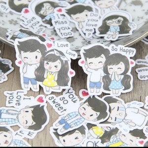 Kawaii valentines m love heart vinyl stickers, Valentine’s Day / Love sticker sheet