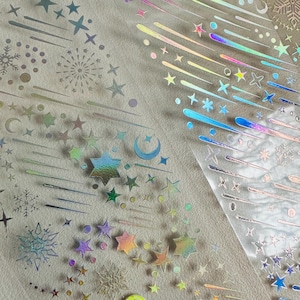 Bogen mit holografischen Mond/ Stern / himmlischen / holografischen goldenen Mond Aufklebern. Sternzeichen-Aufkleber
