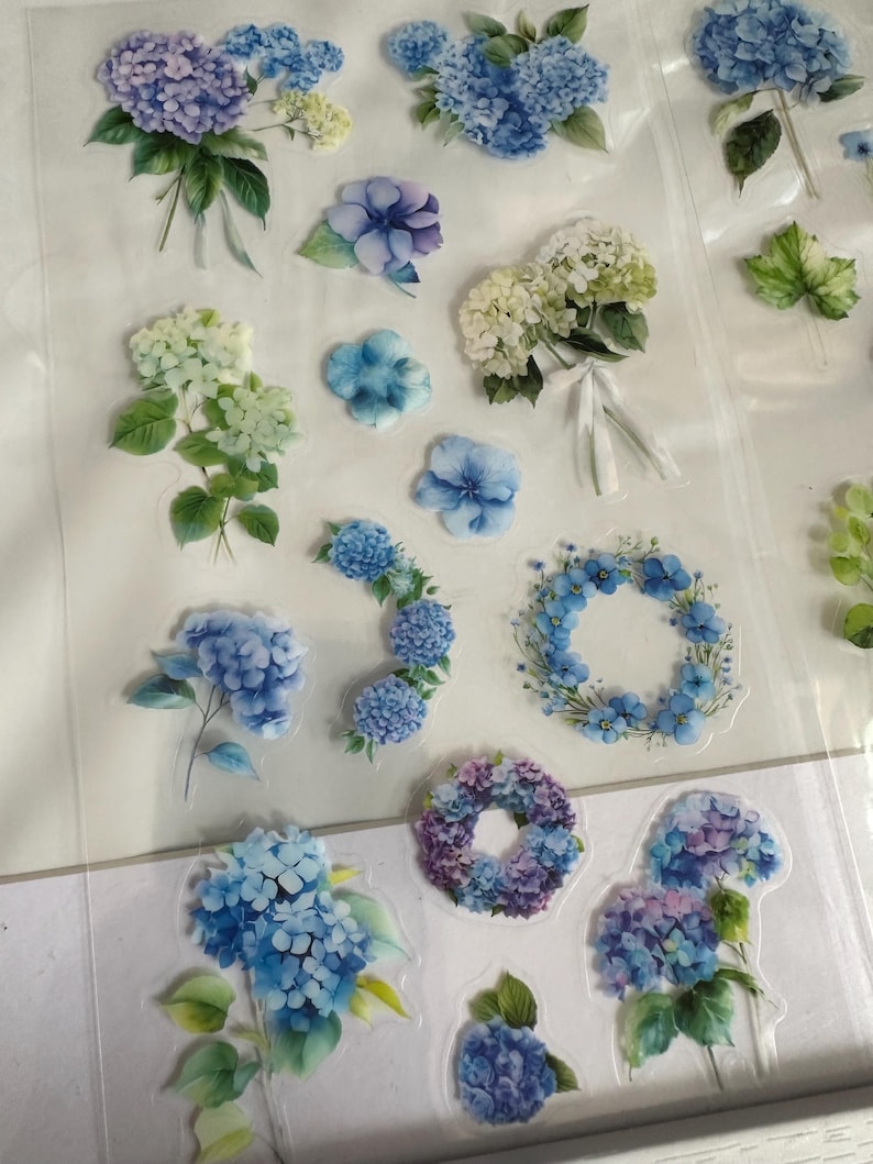 Set of Hydrangea Floral Stickers Flower Plants Craft Stickers, Bullet ...
