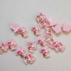 5/10/20/50/100pcs Pink Bird Cat and White , Charms Mix of Charms - Kawaii Charms - Craft Supplies