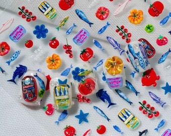 Lily lemon fruits Sticker Set,  Mediterranean diet Stickers, Fruity Stickers, strawberry Stickers, Soft fruit Stickers, summertime, beach,