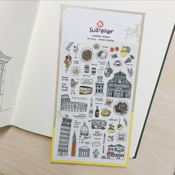 Suatelier Italy/Roman holiday themed stickers  / sticker sheet / suatelier city stickers | Italian sticker