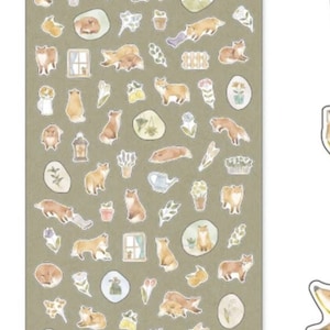 Foglio di adesivi con volpe Mindwave Simpatico set di adesivi con volpe/bosco, kawaii, suaterlier, volpe rossa, adesivi per diario