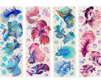 Set of fish marine stickers | nature stickers | journal stickers | craft supplies, carp stickers