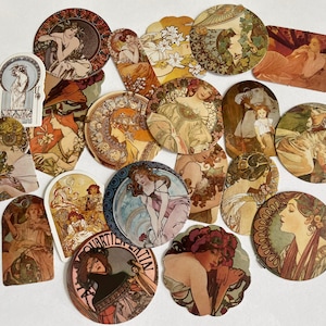 Pakiet naklejek Alphonse Mucha, sztuka da vinci, naklejki bogini, scrapbooking, dziennikarstwo, naklejki do pamiętnika, naklejki do dziennika bullet, secesja