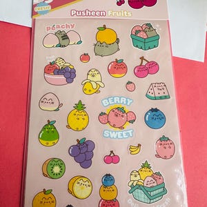 Foglio di adesivi pusheen fruity / adesivi pusheen, adesivi San Rio, adesivi riflettenti