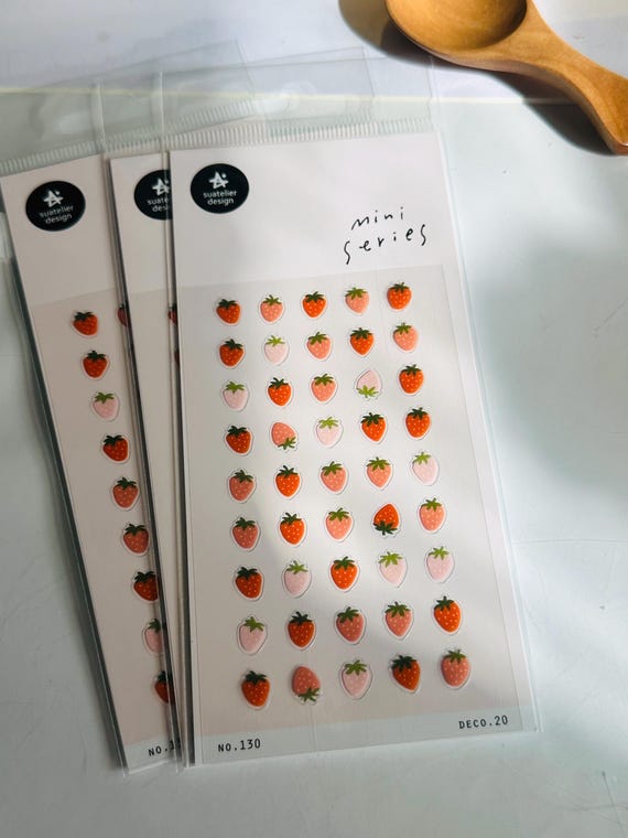 Suatelier fresh fruit sticker sheet / strawberry stickers,  pineberry  stickers | fruit stickers | healthy eating stickers | nail stickers