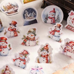 Vintage Weihnachtsaufkleber | Papiersticker| Aufkleber Weihnachten / Schneemann / Winter / Schnee / Weihnachtsmann / Tannenbaum / Journal Sticker