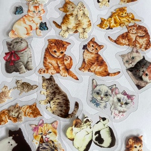 Naklejki z mieszanymi kotami, Gibger, Tabby, ragdoll, szary kot, Naklejki do pamiętnika, Tworzenie kartek, Naklejki do rękodzieła, Scrapbooking, kot w smokingu