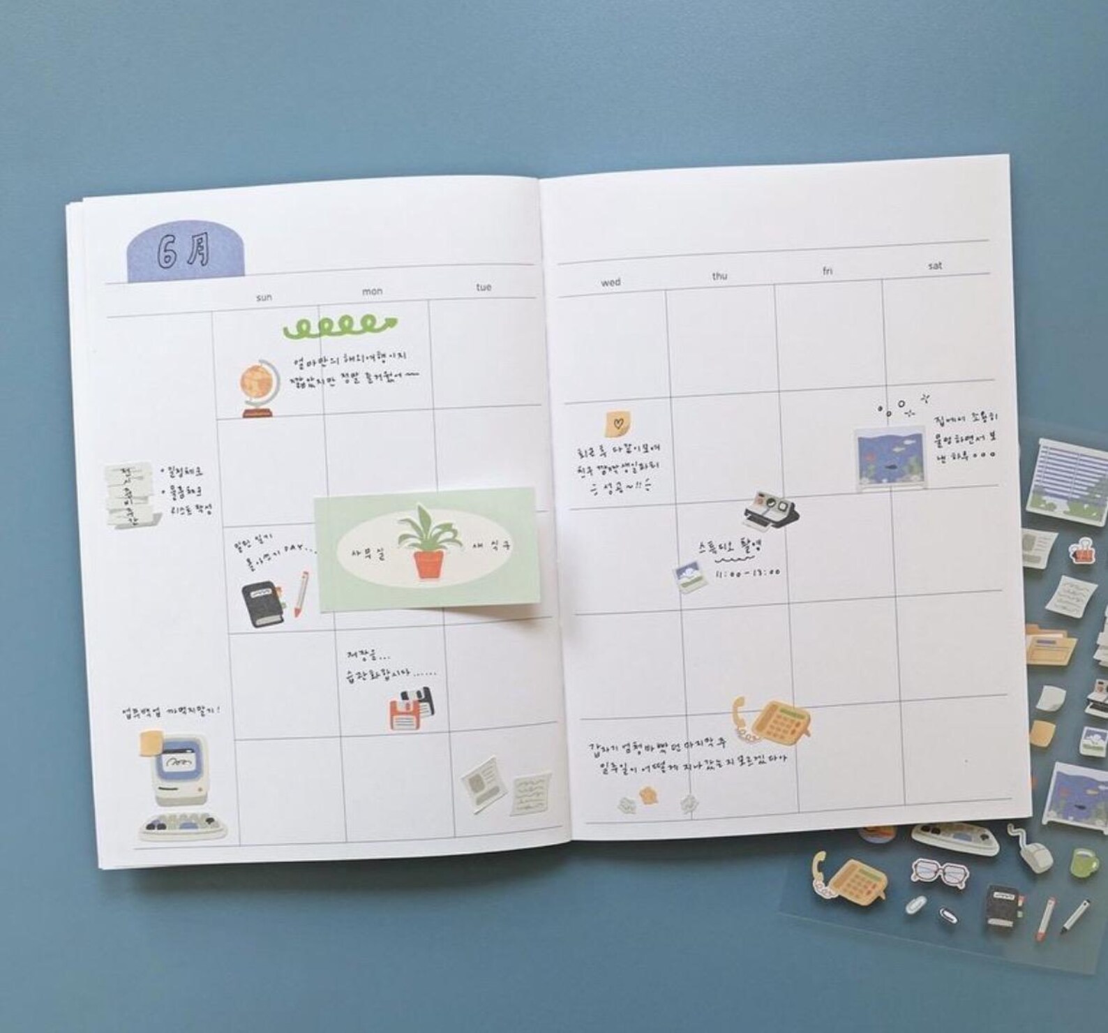 Retro Office, Work Day Sticker Sheet / Stationary Stickers / Computer ...