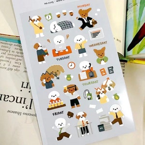 Bichon frise - hondenstickers - dagboekstickers / dagboekstickers - schattige stickers - stickerset