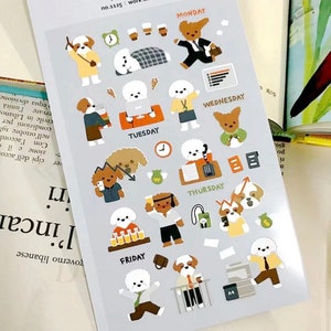 Bichon frise - dog stickers- diary stickers / journaling stickers - cute stickers - sticker set