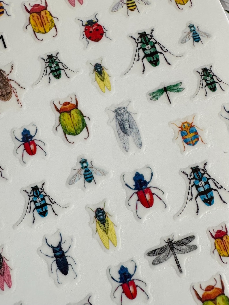 Mini Insect Nail Stickers: Beetle, Spider, Diary Decor - Etsy