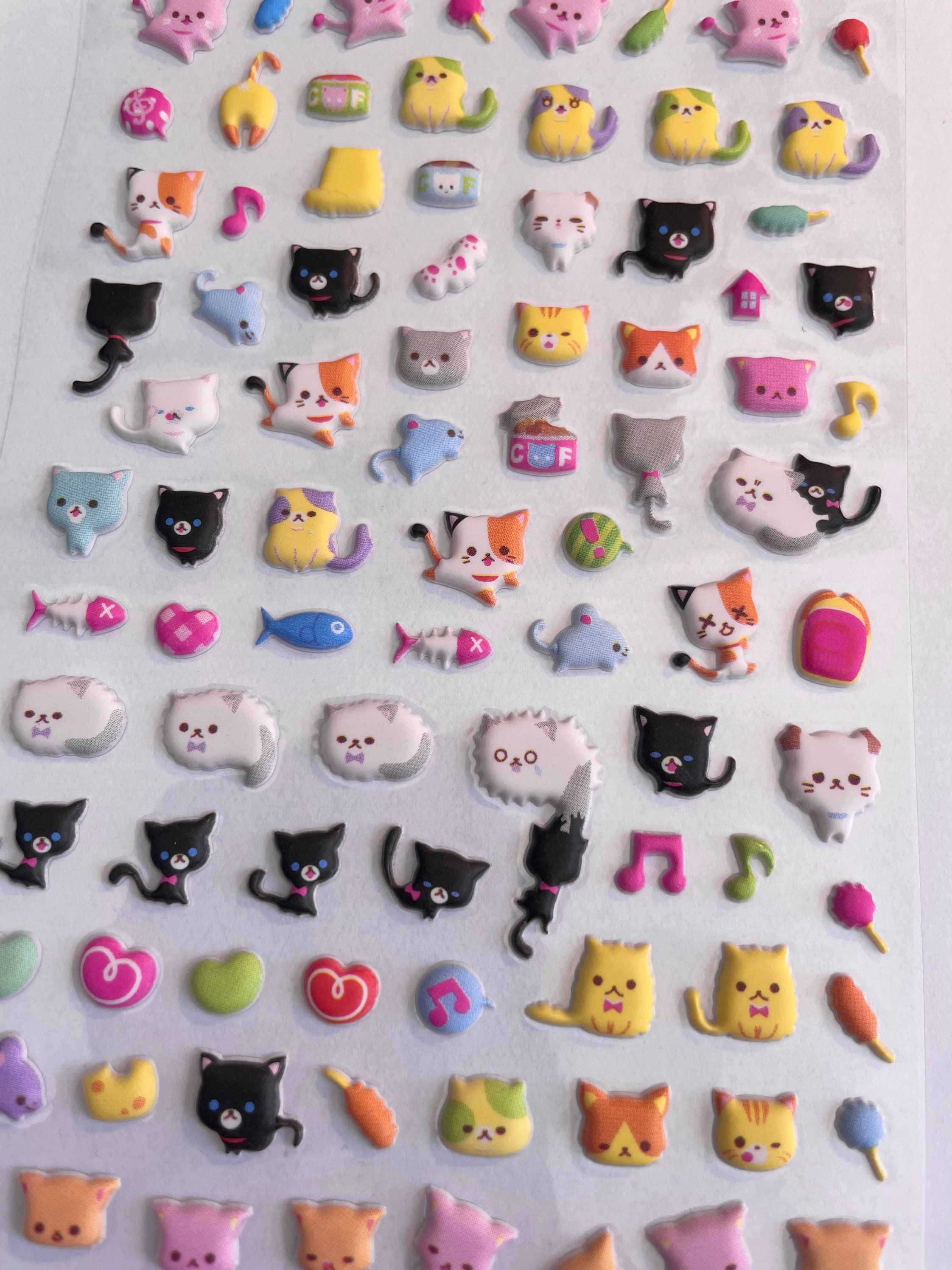 Buy Kawaii Sponge Seal Stickers - Tiny Cat Faces at Tofu Cute