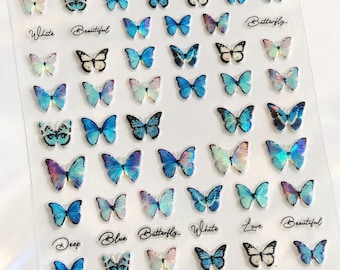 Tiny Butterfly holographic sticker sets. |metallic stickers | butterfly craft supplies | silver fairy | silver butterfly