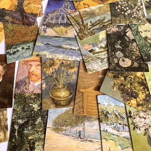 Lot de cartes d'art | Carte journal de peinture | van gough | Stickers dessin | Scrapbooking | Journalisation | Agenda | Papier pour revues .