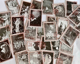 10 black and white stamp stamps, Fairy Stickers - bird stamp - Scrapbook Supplies - Butterfly Stickers - Journal Supplies - bullet journal -