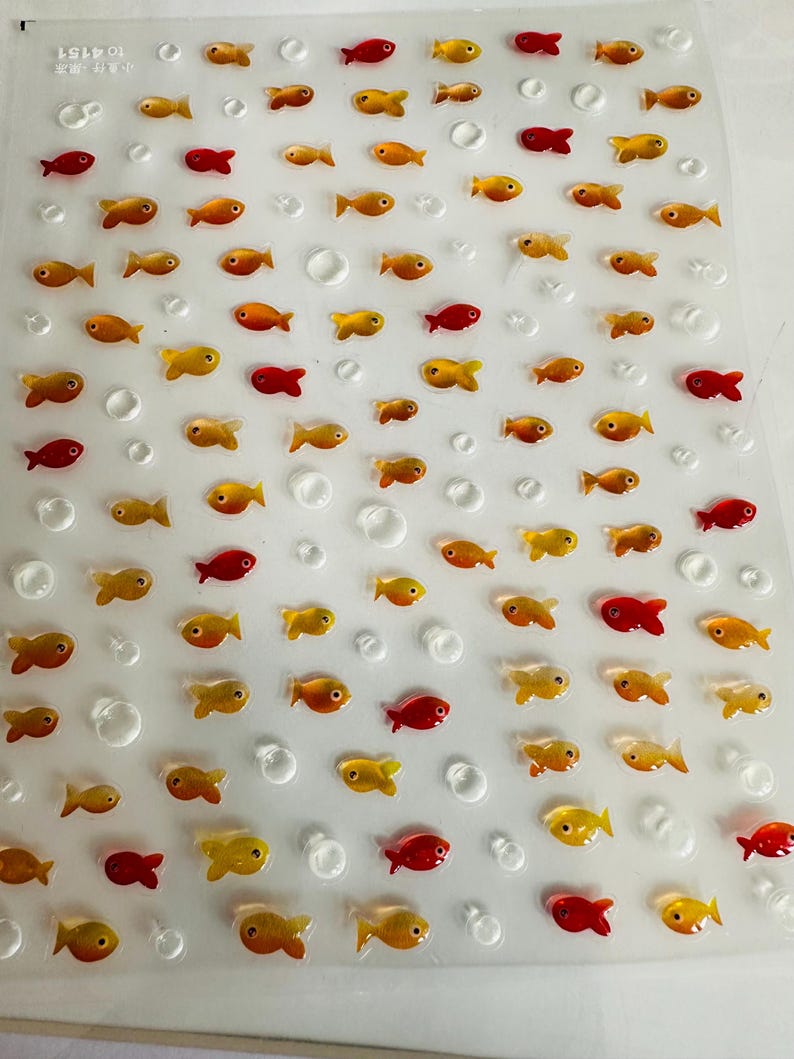 Set med små guldfiskklistermärken, liv, korallrevfiskar, marina klistermärken | naturklistermärken | dagboksklistermärken | pysselmaterial, klistermärken bild 7