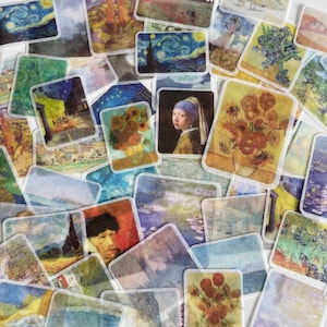 Set kunststickers met gemengde vlokken | Stickers schilderen | Tekenstickers | Plakboeken | Journalen | Dagboekstickers | Dagboekstickers.