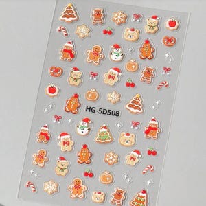 Mini Christmas nail stickers , gingerbread   stickers. Tiny Santa stickers/ mini stickers / nail decal / nail decorations / diary decor