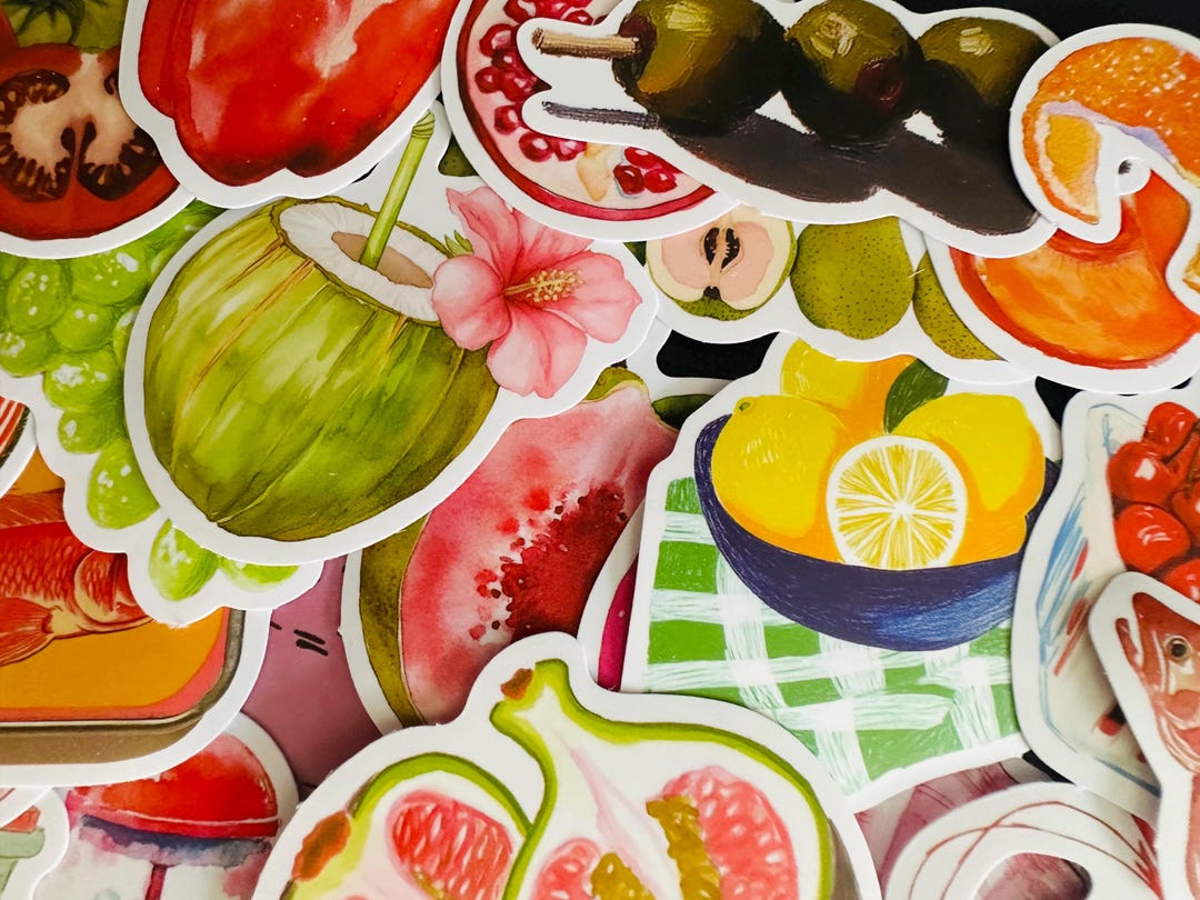 Lemon & Floral Sticker Set: Mediterranean Fruit Decals - Etsy UK